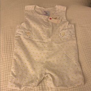 Eliza J White Romper with Yellow Dots
